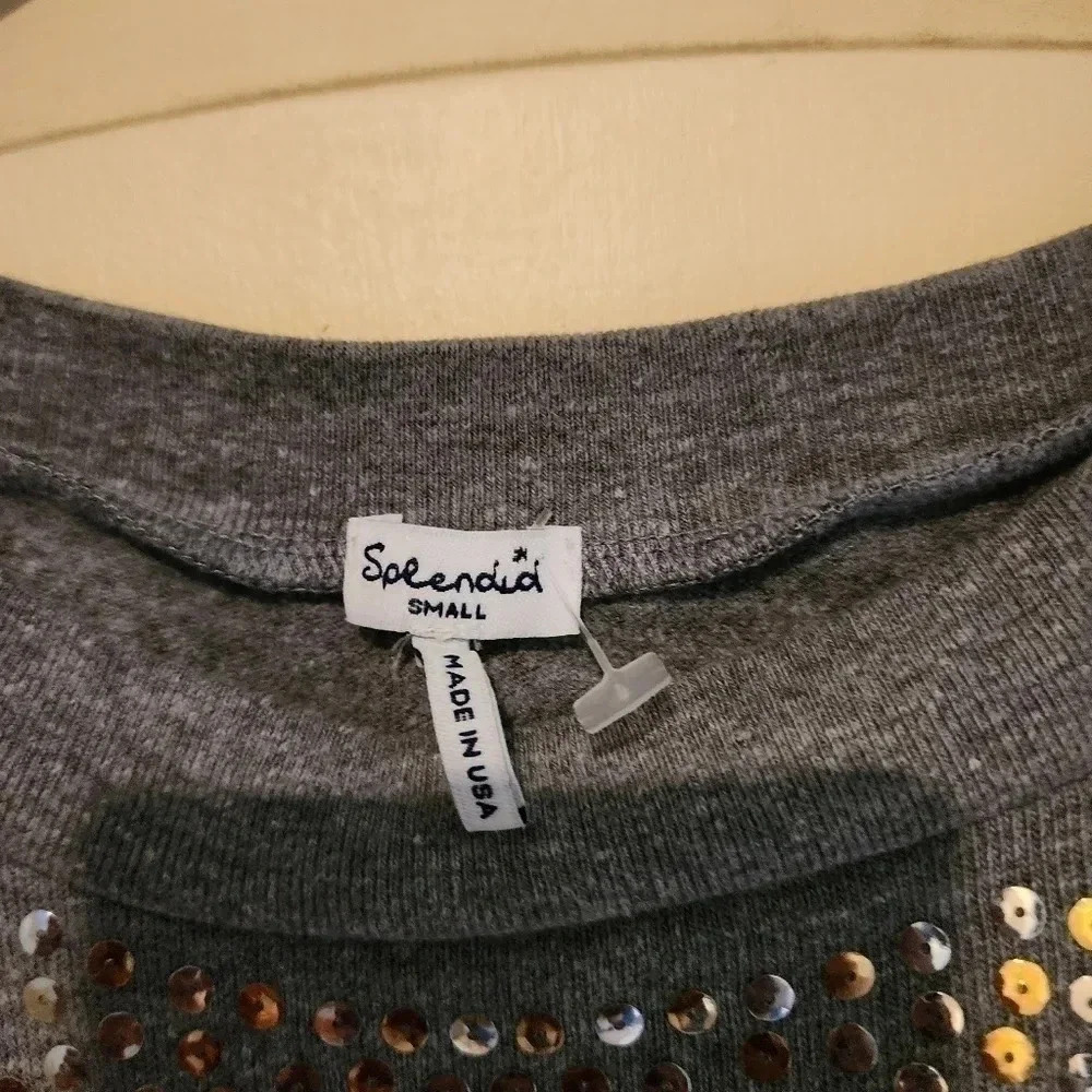 161 Splendid gray and sequins dolman sleeve heather gray size small - Picture 4 of 6